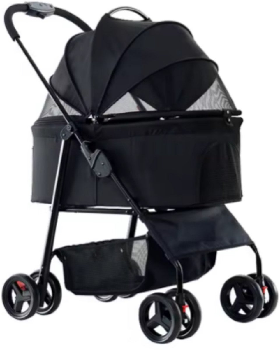 Hondenbuggy inklapbaar - All terrian - 30kg capaciteit - Ook voor katten - Comfort voor dieren - Zwart