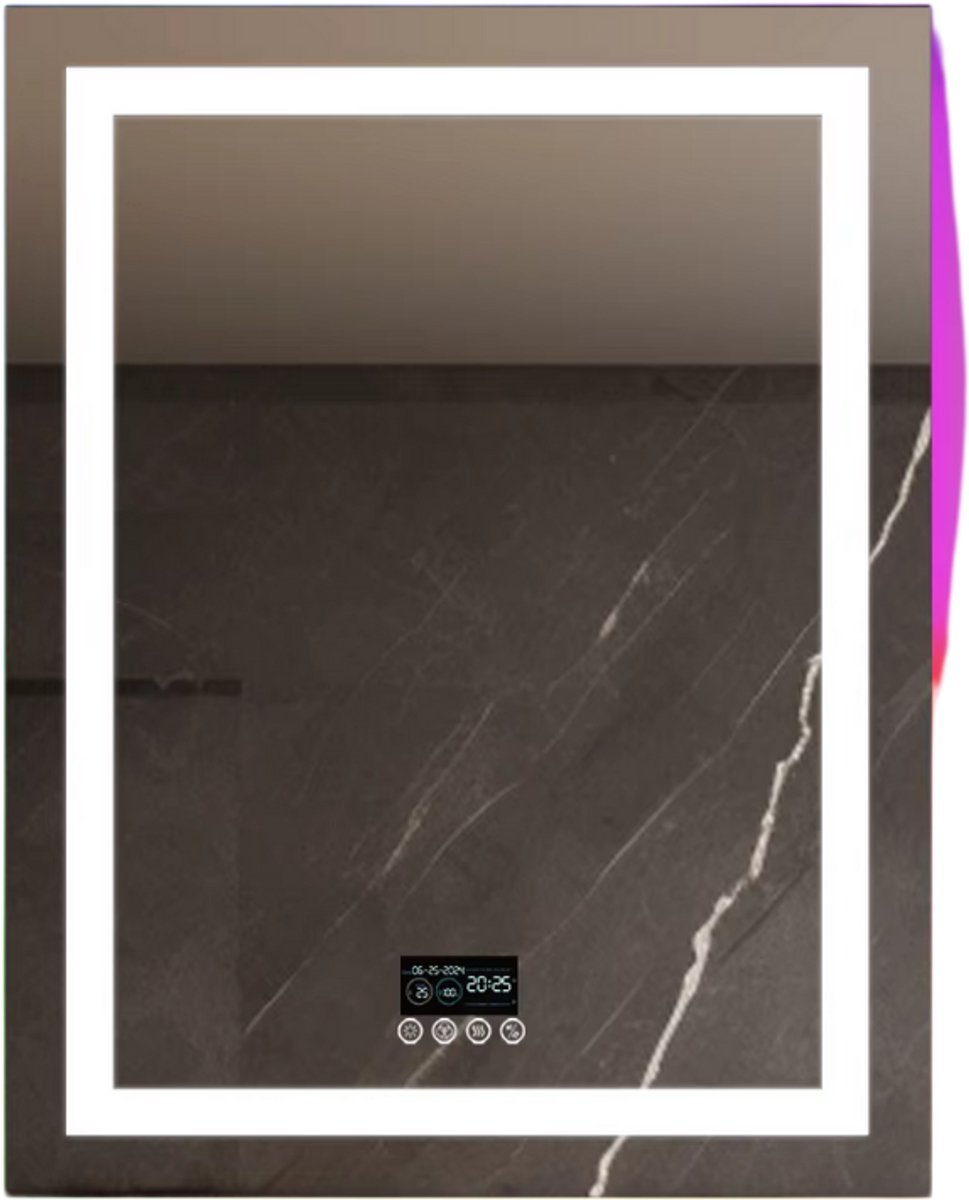 Badkamerspiegel Musica - Met verwarming en LED verlichting - Bluetooth en muziek - Geen condens - Spiegel voor badkamer - 70x90cm