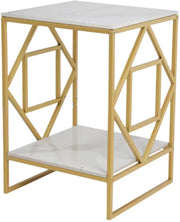 Bijzettafel Mira - Moderne - Goud - Echter marmer - Salontafel - Woonkamer - Emerald look - Side table - 40cm - Vierkant