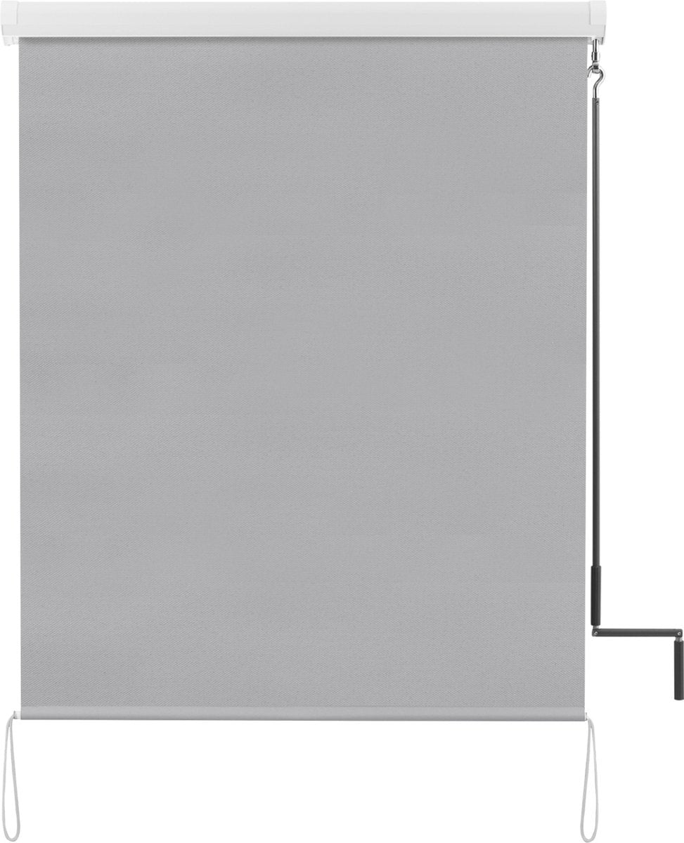 Happyment Rolgordijn met crank - Grijs - 140x240cm - Rolgordijnen verduisterend - Luxaflex - Waterafstotend - Isolerend - Zonder of met boren - Voor balkon
