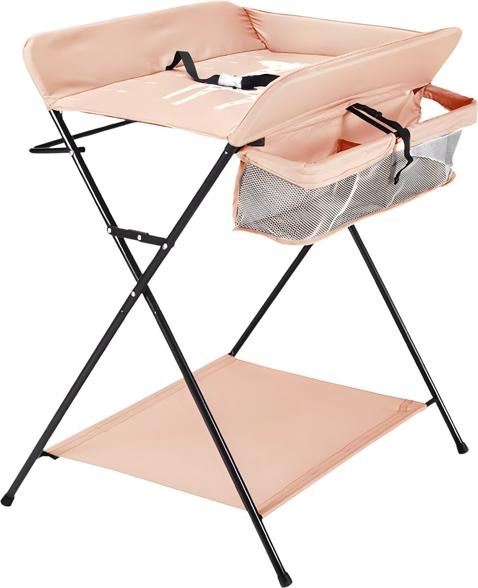 Babyverschoontafel – Verzorgingstafel - Opvouwbaar voor kinderkamer – Stabiel en veilig met opbergruimte – Max. draagvermogen 15 kg – Khaki - Zonder wielen