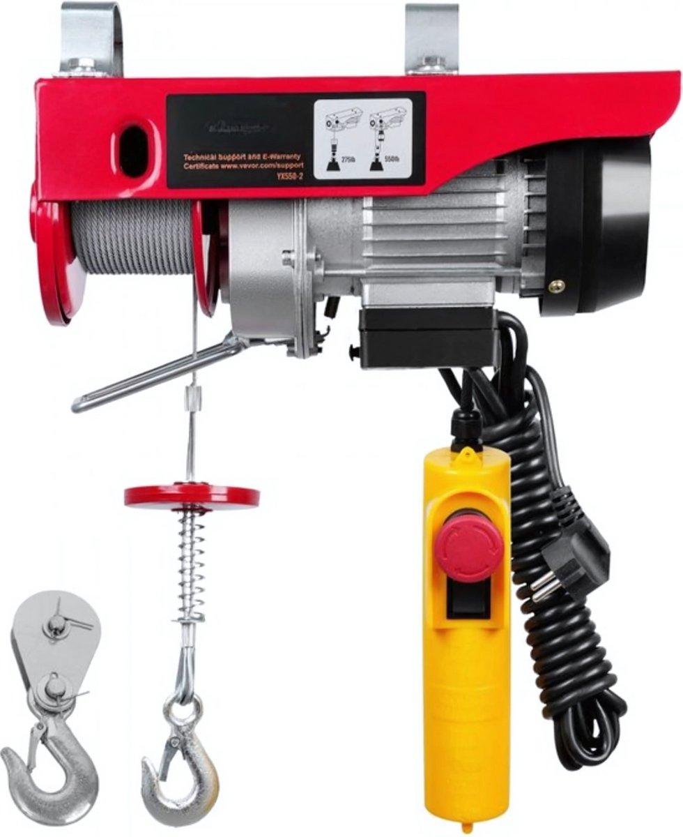 Elektrische Lier PRO - Met afstandsbediening - Takel - Kabeltakel - Hijskraan - 125-250KG - Garage lier - 12m hefhoogte