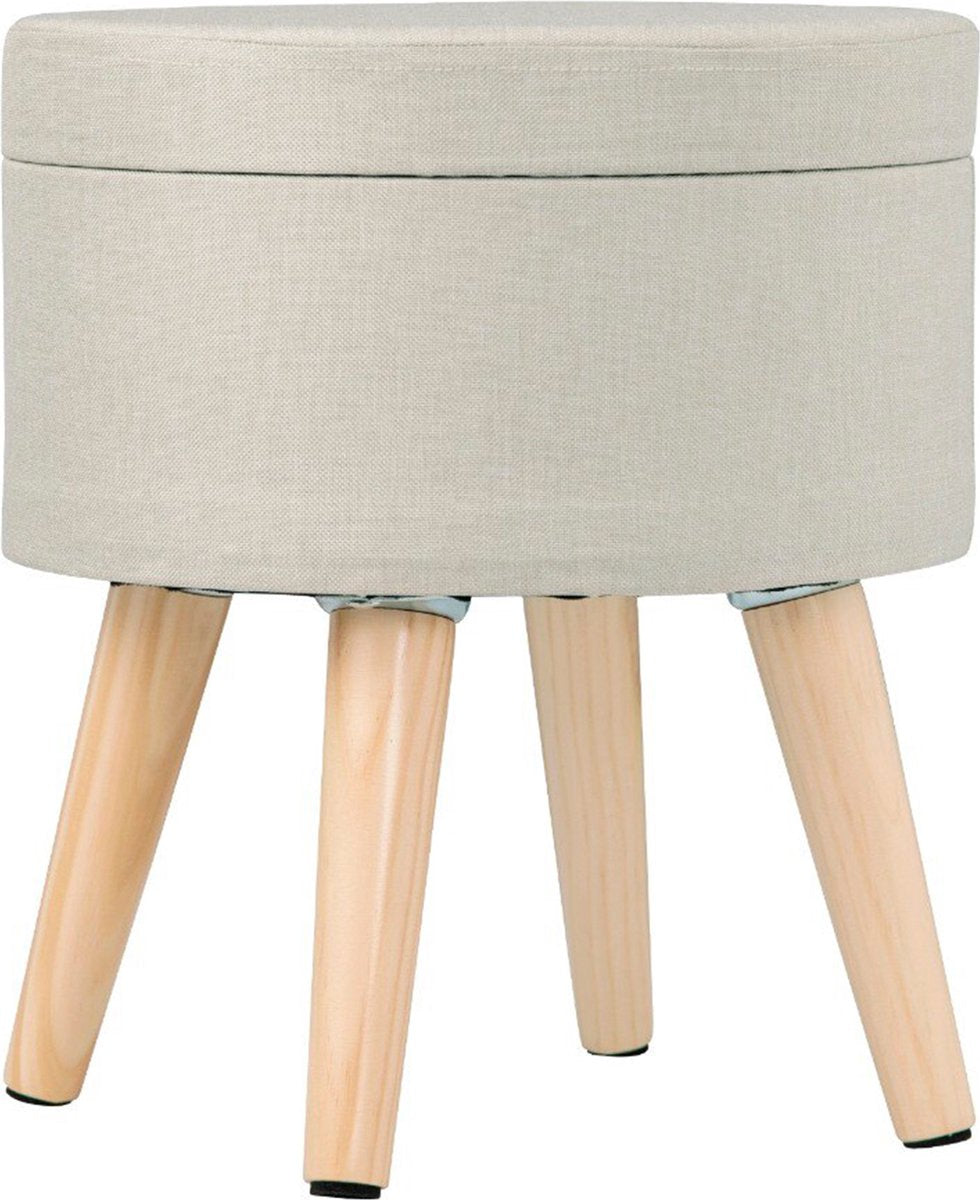 Happyment® Luxe poef - Voetenbank met opbergruimte - Opbergbox hocker - Zitkist met deskel - Black friday - Kerstcadeau - Licht Grijs