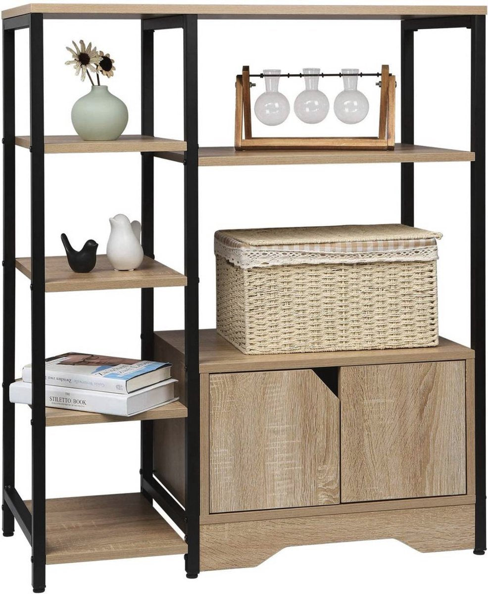 Bolt Edge Boekenkast - Industrieel - Oak/Zwart - 6 lagen - 80x35x97cm
