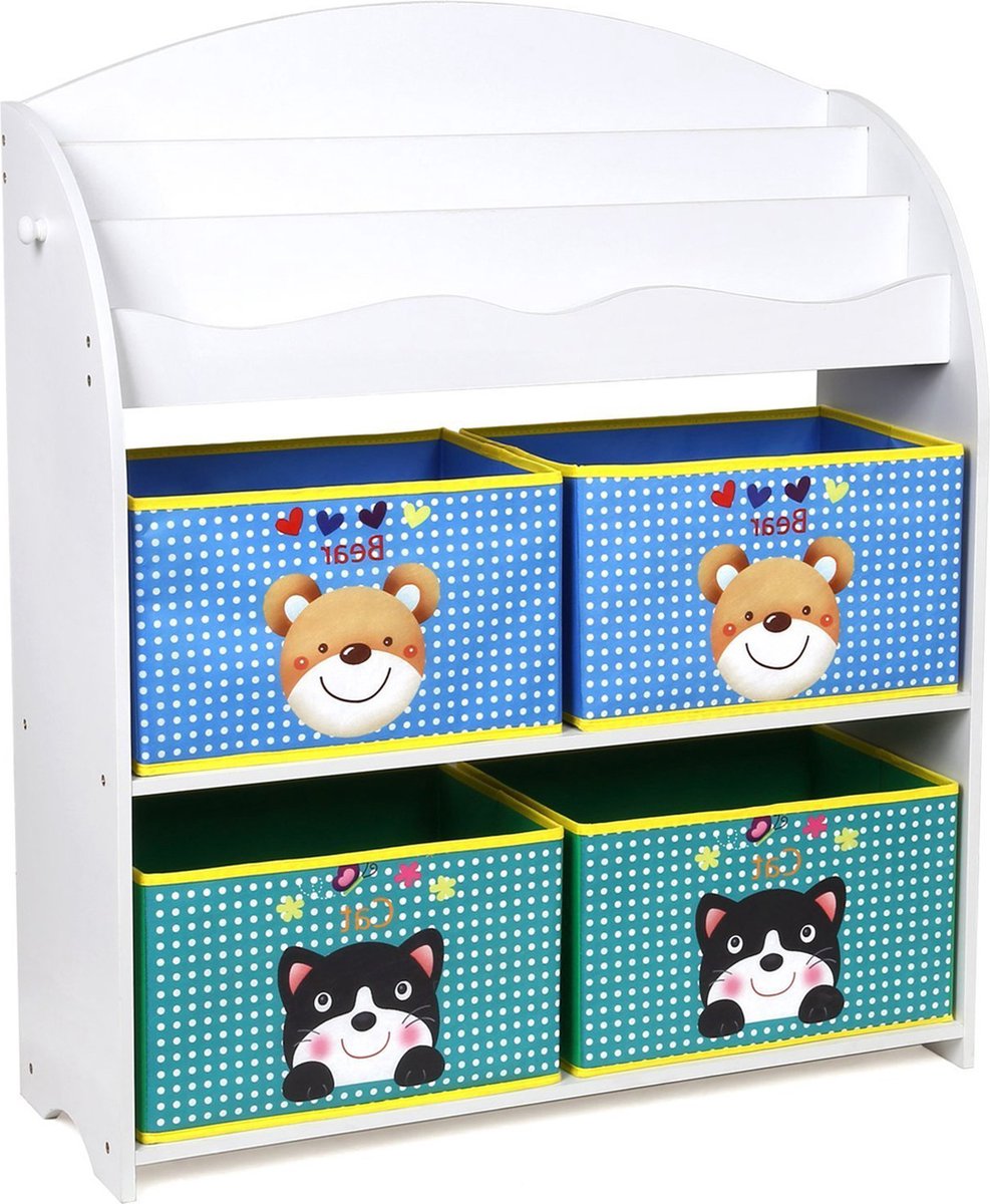Happyment Boekenkast voor kinderen - Speelgoedkast - Kinderkamer - Opbergkast kind - Boekenrek - Hout - 83x30x98cm