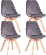 Happyment Velvet Eetkamerstoelen - Grijs - Set van 4 - Woonkamerstoelen - Keukenstoelen - Kuipstoel - Zithoogte 43cm