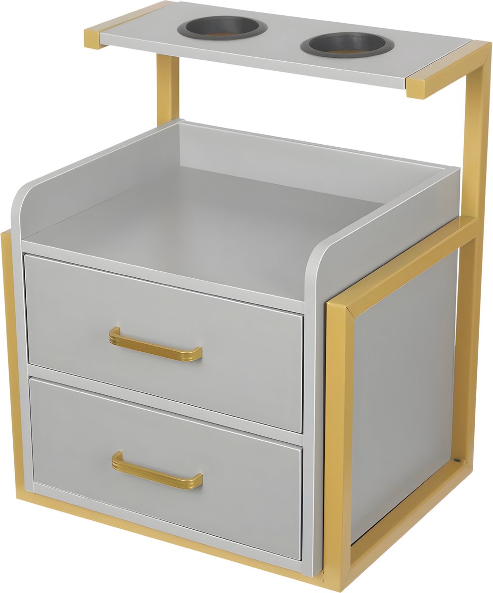 Wandkast - Hangkast - Muurkast - Opbergmeubel - Voor kapsalon - Opbergkast met wandmontage -Goud/Grijs