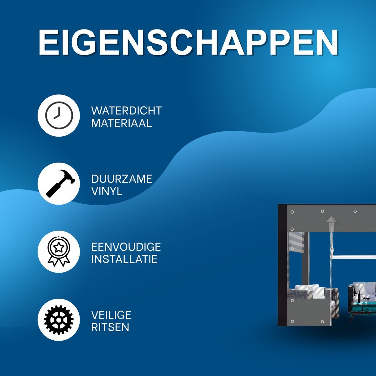 Zeildoek 300x400cm - Verranda - Dekzeil - Overkapping - Voor Terras, Pergola & Tuinhuis - Waterdicht - Wind - Donkergrijs - HAPPYMENT