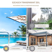 Zeildoek 300x400cm - Verranda - Dekzeil - Overkapping - Voor Terras, Pergola & Tuinhuis - Waterdicht - Wind - Donkergrijs - HAPPYMENT