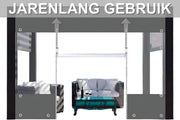 Zeildoek 300x400cm - Verranda - Dekzeil - Overkapping - Voor Terras, Pergola & Tuinhuis - Waterdicht - Wind - Donkergrijs - HAPPYMENT