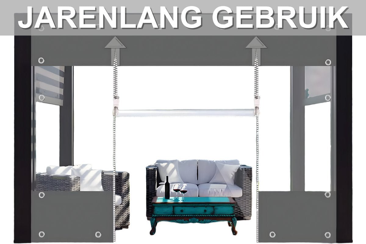 Zeildoek 300x400cm - Verranda - Dekzeil - Overkapping - Voor Terras, Pergola & Tuinhuis - Waterdicht - Wind - Donkergrijs - HAPPYMENT