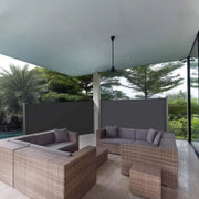 Zijluifel Vaylen - Windscherm - Tuinschem - Zonnescherm - Intrekbaar - Voor Tuin, Buitenzwembad, Patio & Terras - Zwart - 3x1.6m - HAPPYMENT
