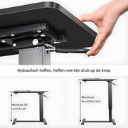 Zit-sta-bureau - Bedtafel - Laptoptafel - Bijzettafel - Voor woonkamer, slaapkamer of slaapzaal - In hoogte verstelbaar - Zwart - HAPPYMENT