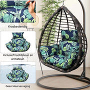 Zitkussen voor egg hangstoel - Waterdicht - Zwart - Voor Egg chair - Tuinschommel & Terras - Afneembaar en Wasbaar - HAPPYMENT