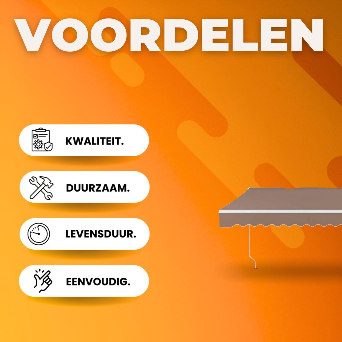 Zonluifel Balkon - Intrekbare Gelede Armluifel voor Windbestendige Zonneschermbescherming - Schuifdakluifel - 3x2,5m - HAPPYMENT