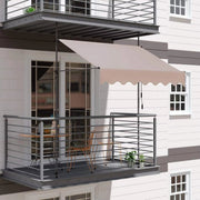 Zonneluifel - 250cm - Ook als balkonluifel - Terras - Knikarmscherm zonnescherm - Uitschuifbaar - PU Coating - In Hoogte Verstelbaar - Beige - HAPPYMENT