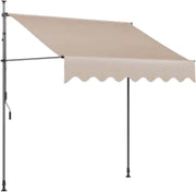 Zonneluifel - 300cm - Ook als balkonluifel - Terras - Knikarmscherm zonnescherm - Uitschuifbaar - PU Coating - In Hoogte Verstelbaar - Beige - HAPPYMENT
