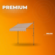 Zonneluifel - 300cm - Ook als balkonluifel - Terras - Knikarmscherm zonnescherm - Uitschuifbaar - PU Coating - In Hoogte Verstelbaar - Beige - HAPPYMENT