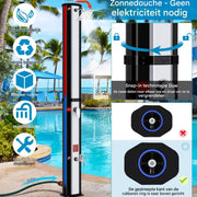Zonneverwarmde Buiten Douche Zyrell - Tuindouche - Kampeerdouche - Voor Tuin, Camping, Zwembad & Strand - Met Douchekop en Mengkraan - 35L - Zwart & silver - HAPPYMENT