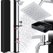 Zonneverwarmde Buiten Douche Zyrell - Tuindouche - Kampeerdouche - Voor Tuin, Camping, Zwembad & Strand - Met Douchekop en Mengkraan - 35L - Zwart & silver - HAPPYMENT