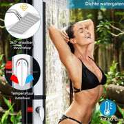 Zonneverwarmde Buiten Douche Zyrell - Tuindouche - Kampeerdouche - Voor Tuin, Camping, Zwembad & Strand - Met Douchekop en Mengkraan - 35L - Zwart & silver - HAPPYMENT