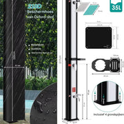 Zonneverwarmde Douche Tavien - Tuindouche - Kampeerdouche - Voor Tuin, Camping, Zwembad & Strand - Met Douchekop en Mengkraan - 35L - Zwart - HAPPYMENT