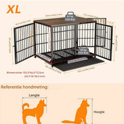 Zware Hondenkennel - Voor Huisdieren - Metalen Hondenkrat met Houten Meubelstijl - Hondenbench - Wit - 107cm - HAPPYMENT
