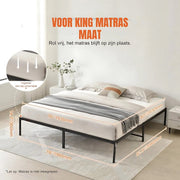 Zwart Stalen Platformbed met Lattenbodem – 680 kg Draagvermogen – Met Opbergruimte Onder Bed - HAPPYMENT
