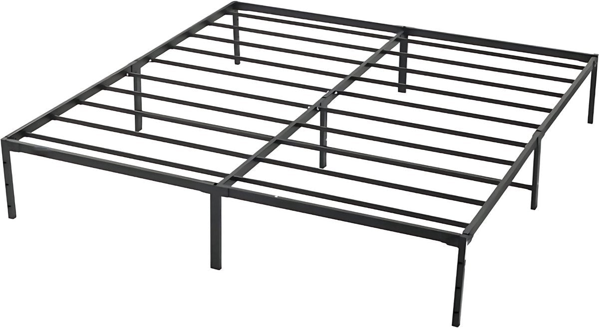 Zwart Stalen Platformbed met Lattenbodem – 680 kg Draagvermogen – Met Opbergruimte Onder Bed - HAPPYMENT