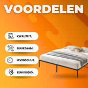 Zwart Stalen Platformbed met Lattenbodem – 680 kg Draagvermogen – Met Opbergruimte Onder Bed - HAPPYMENT