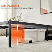 Zwart Stalen Platformbed met Lattenbodem – 680 kg Draagvermogen – Met Opbergruimte Onder Bed - HAPPYMENT