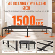 Zwart Stalen Platformbed met Lattenbodem – 680 kg Draagvermogen – Met Opbergruimte Onder Bed - HAPPYMENT