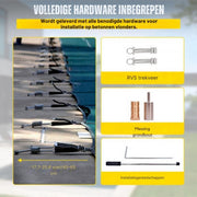 Zwembad afdekzeil - Rechthoekig - Zwembadzeil - Polypropyleen Afdekzeil - 6x12,8m - Zwembadafdekking met ankergereedschap - HAPPYMENT