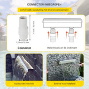 Zwembad fontein - 59CM - Waterval - RVS - Binnen en buiten - Met Connector Slang Klem PTFE Tape - HAPPYMENT