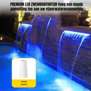 Zwembad fontein milano - 30 cm - Blauwe LED verlichting - Waterval - RVS - Met Connector Slang Klem PTFE Tape - HAPPYMENT