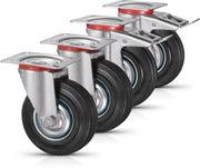 Zwenkwielen met rem - Set van 4 - 125 mm - Set van 4 - Transportrollen - Zware wielen - 150KG Draagvermogen - HAPPYMENT