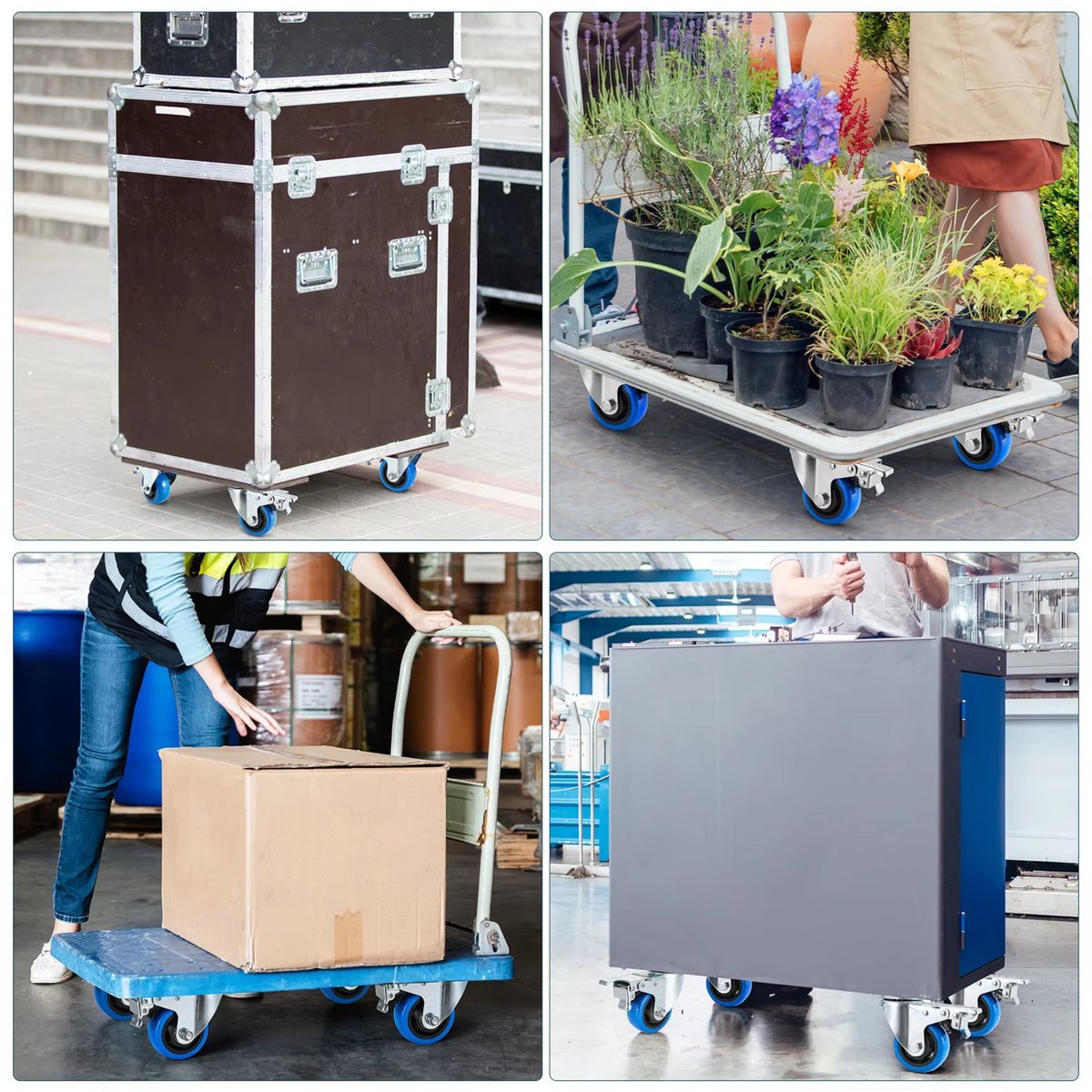 Zwenkwielen met rem - Set van 4 - 125 mm - Set van 4 - Transportrollen - Zware wielen - 170KG Draagvermogen - HAPPYMENT