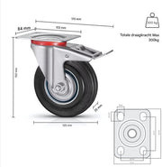 Zwenkwielen met rem - Set van 8 - 125 mm - Set van 4 - Transportrollen - Zware wielen - 150KG Draagvermogen - HAPPYMENT