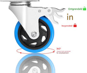 Zwenkwielen met rem - Transportrollen - Set van 4 - 100mm - Zware wielen - 150KG Draagvermogen - HAPPYMENT